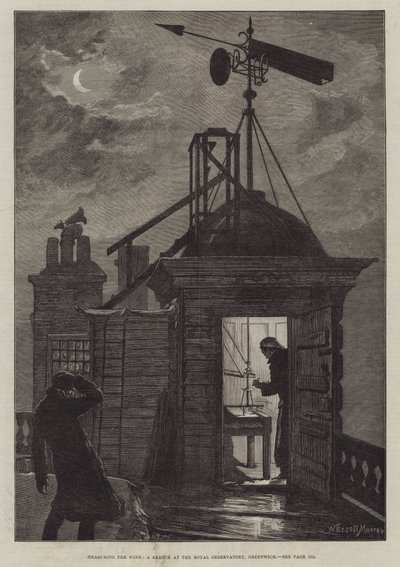 Measuring the Wind, a Sketch at the Royal Observatory, Greenwich by William Bazett Murray